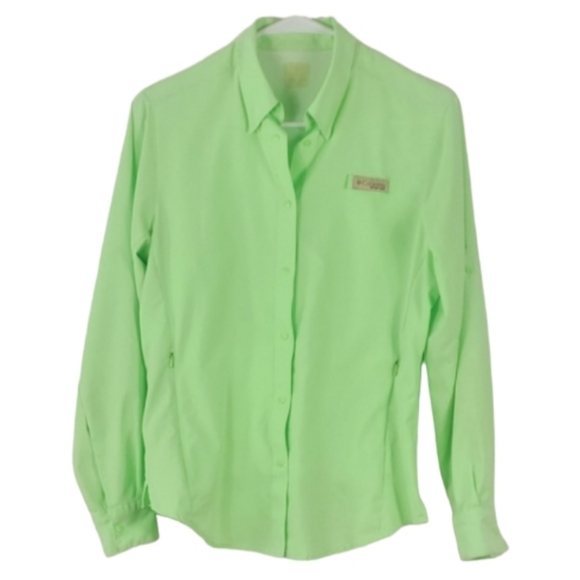 Columbia PFG Tamiami II Lime Green Shirt Size Small - Picture 3 of 5